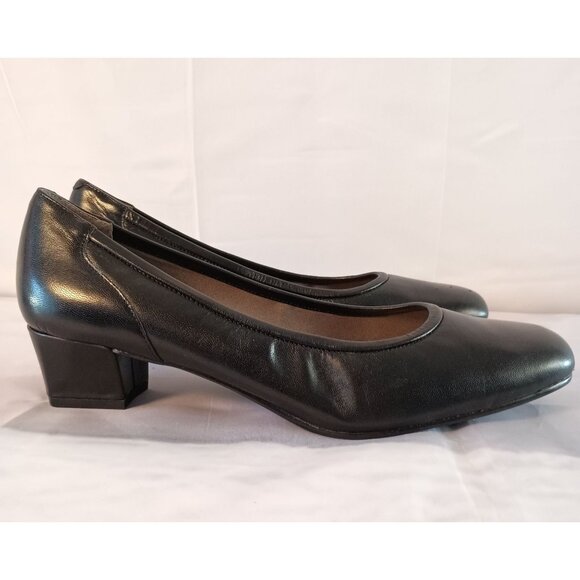 David Tate Shoes - David Tate Supreme Black Nappa Leather Comfort Pump Low Heel Shoes 10W